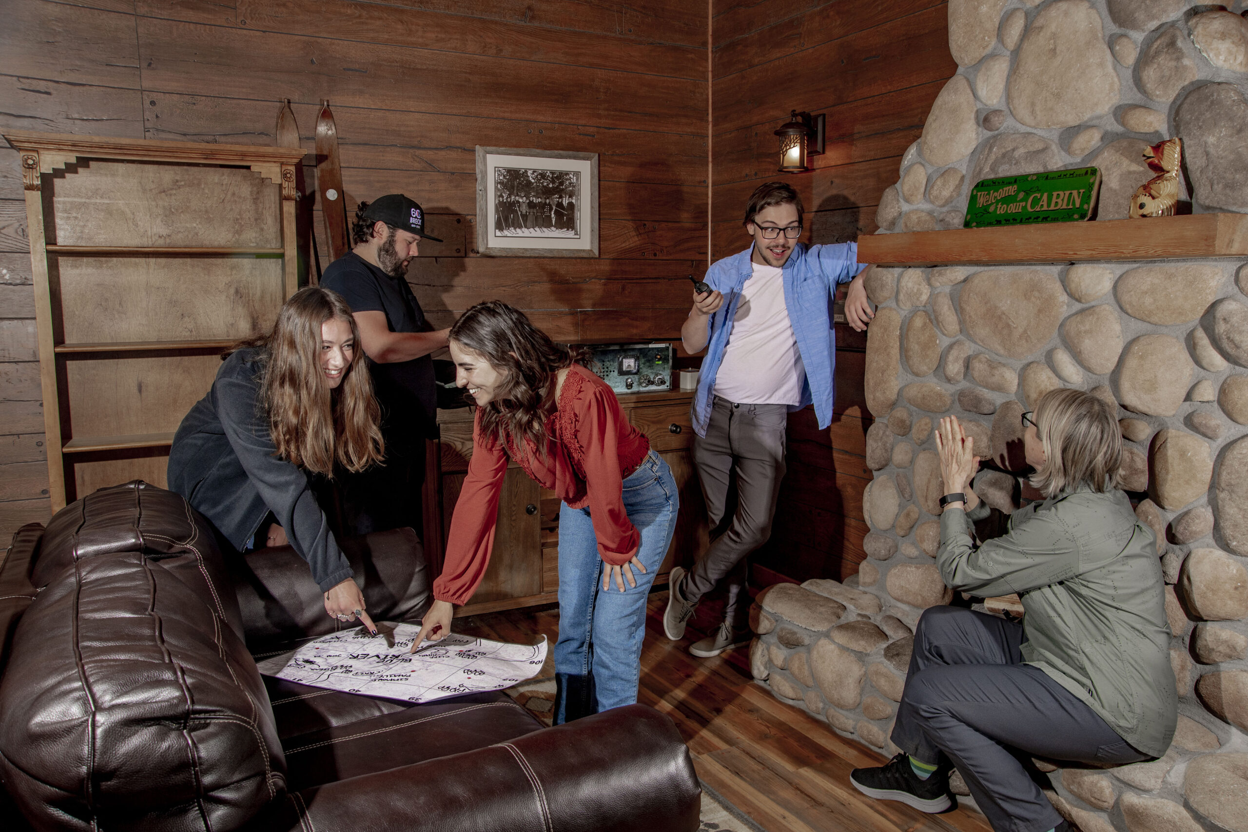 players in the Avalanche Survival Cabin Escape Room at Mountain Time Escape Rooms in Breckenridge, CO