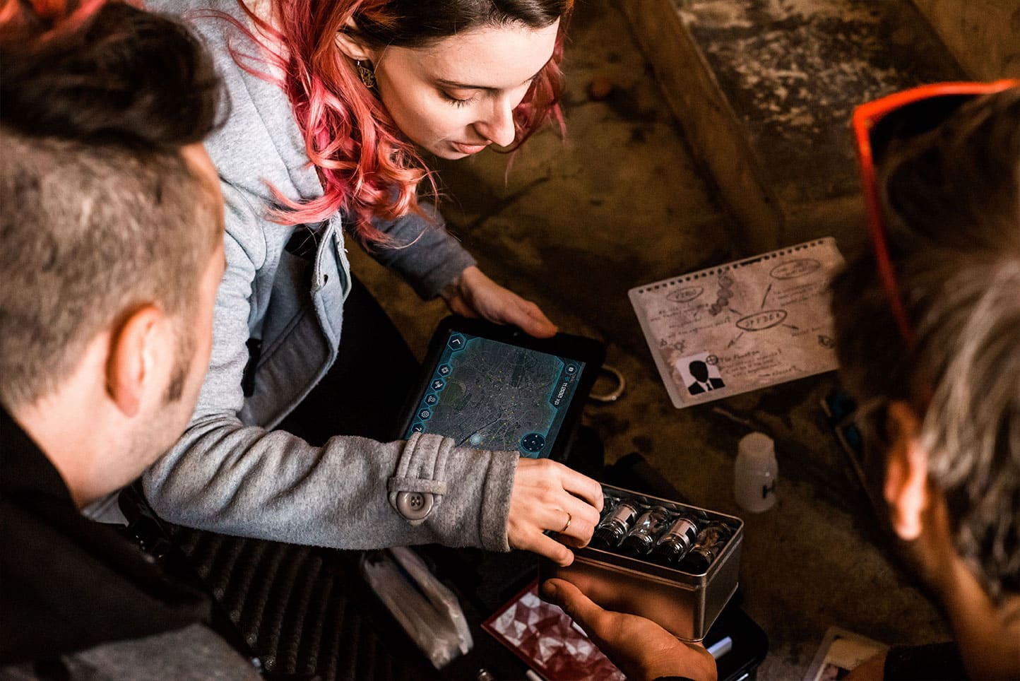 people playing an outdoor escape game